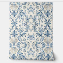 Papel de Parede Damask Náutico de Casa de Praia - 
