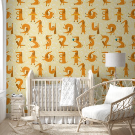 Papel de parede de padrão de cães amarelo