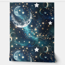 Papel de Parede - Fases da Lua Celestial em Azul G