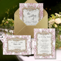 Papel de parede Floral Barroco Rococó Vintage Rosa