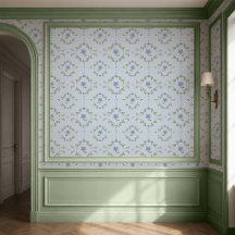 Papel de Parede Floral Escandinavo Azul Suave