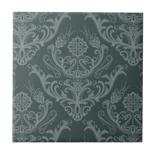 Papel de parede floral verde luxuoso do damasco