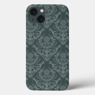 Papel de parede floral verde luxuoso do damasco