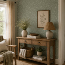 Papel de parede floral verde suave em estilo fazen