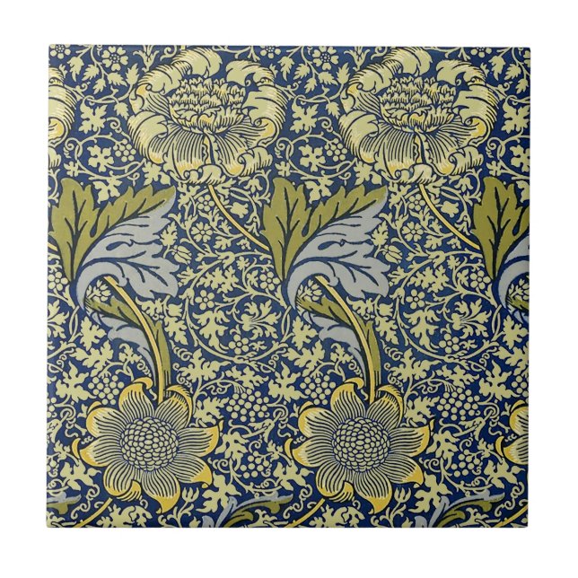 Papel de Parede Floral William Morris Kennet Azul  (Frente)