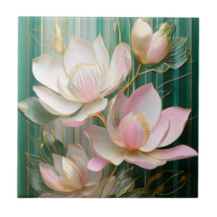 Papel de Parede Florido Arte de Magnólia Japonesa