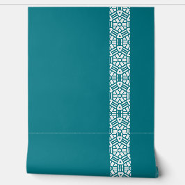 Papel de parede geométrico branco-teal moderno