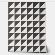 Papel de Parede Geométrico Preto e Triângulos Bran