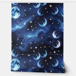 Papel de Parede - Lua Celestial Azul Safira