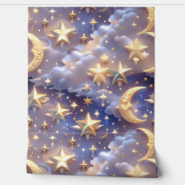 Papel de Parede - Lua Celestial Branca de Luxo