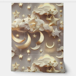 Papel de Parede - Lua Celestial Luxuosa e Cremosa