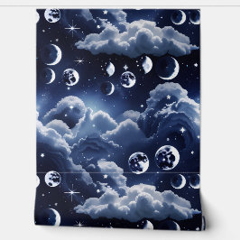 Papel de Parede - Lua Celestial Prata