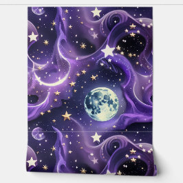 Papel de Parede - Lua Celestial Roxo Lavanda
