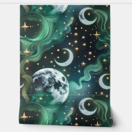Papel de Parede - Lua Celestial Verde Esmeralda