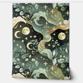 Papel de Parede - Lua Celestial Verde Sage