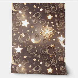 Papel de Parede - Luar Celestial em Dourado Champa
