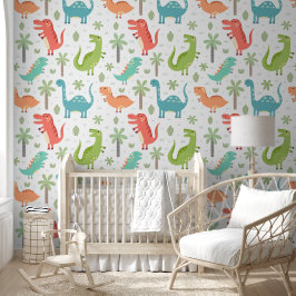 Papel de parede na sala das crianças do Dinossauro