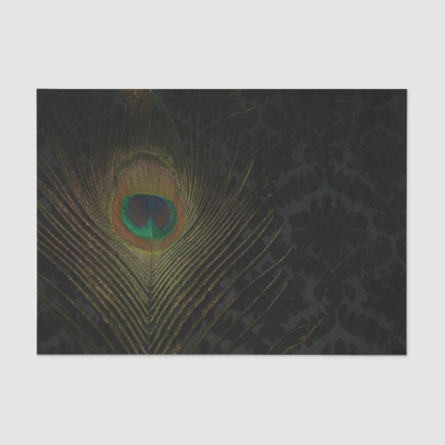 Papel de parede vitoriano negro e pavão (Frente )