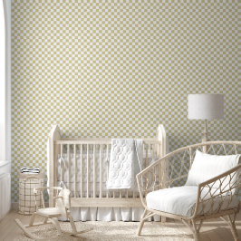 Papel de Parede Xadrez Bege Neutro | Berçário Mode