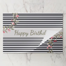 Papel de placemat com listras pretas e brancas