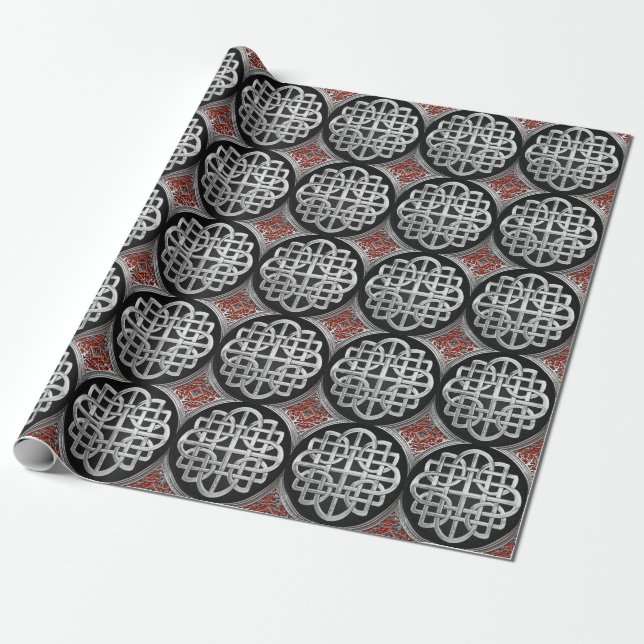 Papel De Presente [100] Nó de Prata Celta Sagrado Cruz (Desenrolado)