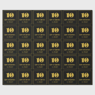 Papel De Presente 10.º aniversário - Art Deco Inspirou "10" & Nome