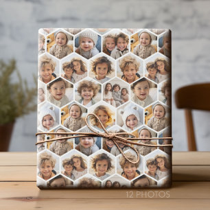 Papel De Presente 12 Colagem de Fotos - padrão funky de hexágono em