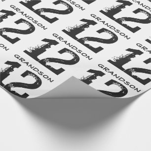 Papel De Presente 12o Aniversário para um neto, texto preto no