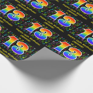 Papel De Presente 13 Aniversário: Símbolos Musicais Coloridos, Rai