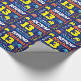 Papel De Presente 13 de aniversário brilhante de alienígena de jogos