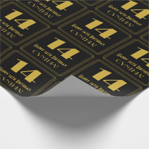 Papel De Presente 14 Aniversário ~ Art Deco Inspirou "14", Nome