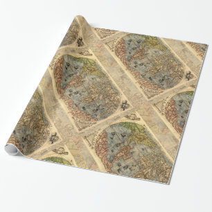 Papel De Presente 1565 Mapa Antigo do Mundo de Forlani Cartografia V
