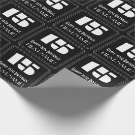 Papel De Presente 15 Aniversário: Art Deco Inspirou Olhar "15" & Nom