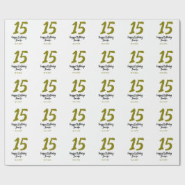 Papel De Presente 15 aniversário quiencenera adicionar data ano ouro