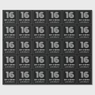 Papel De Presente 16o Aniversário: Olhar inspirado art deco "16" co