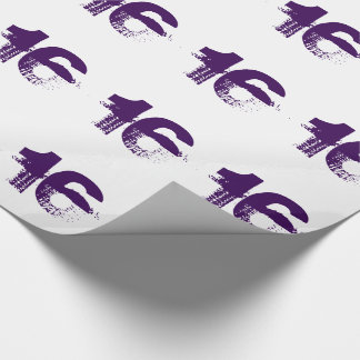 Papel De Presente 16o aniversário para qualquer um, roxo no branco