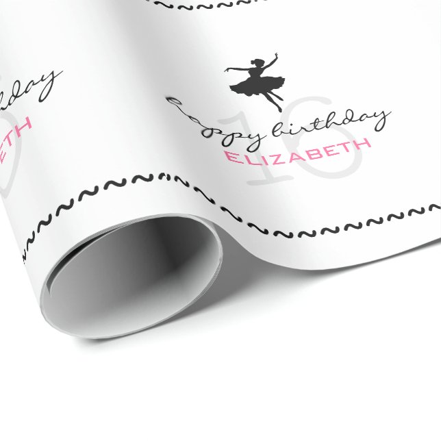 Papel De Presente 16o aniversário personalizado bailarina (Ponta do rolo)