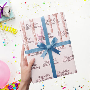 Papel De Presente 18º Aniversário rosa dourado dourado dourado doura