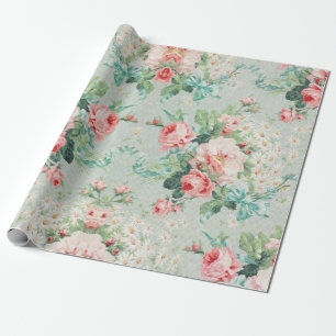 Papel De Presente 1890 Ilustração das Flores Brilhantes