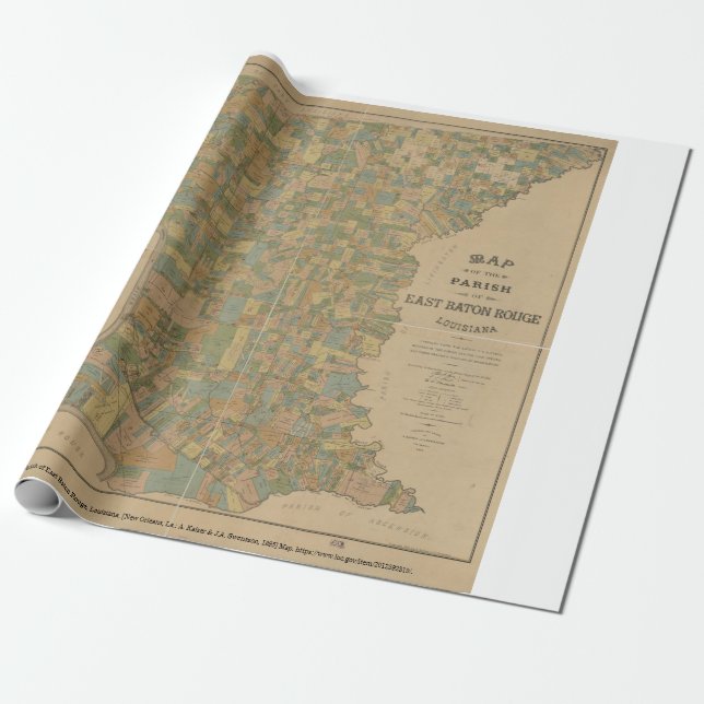 Papel De Presente 1895 Mapa da Paróquia de East Baton Rouge, La (Desenrolado)