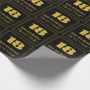 Papel De Presente 18.º aniversário - Art Deco Inspirou "18" & Nome