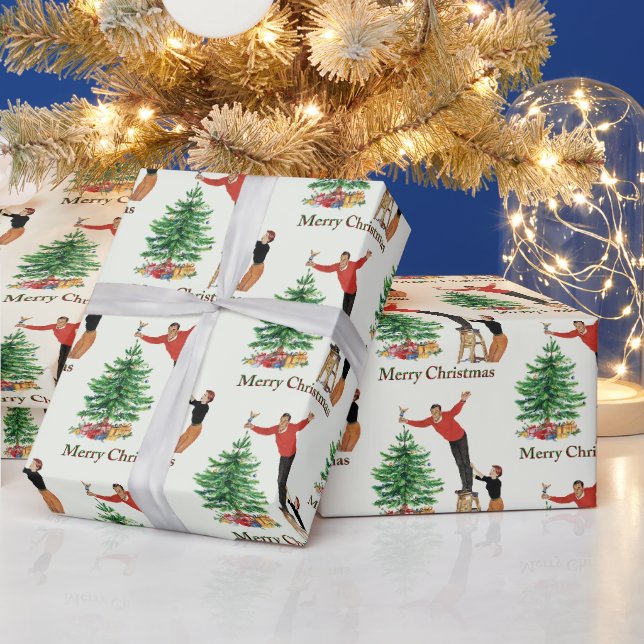 Papel De Presente 1950 Casal Vintage Feliz Natal (Feriados)
