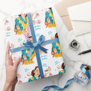Papel De Presente 1950 Dia de Assar Aniversário Mulher Feliz Anivers