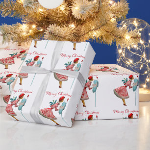 Papel De Presente 1950 Vintage Lady Checking Christmas Mail