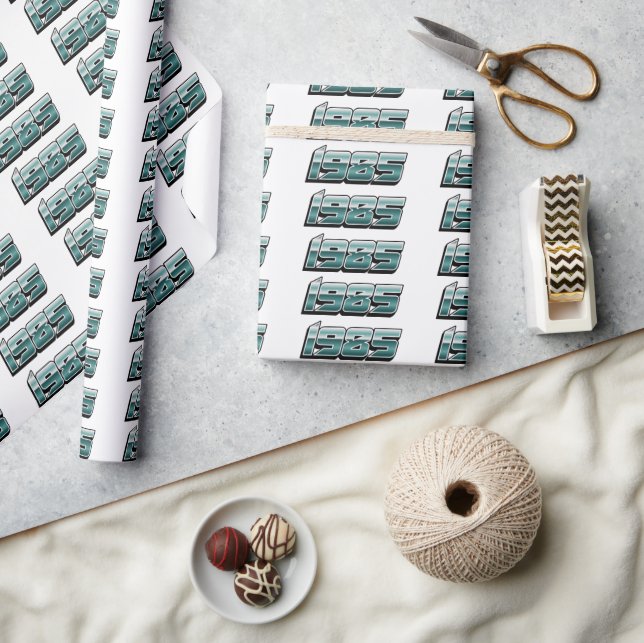 Papel De Presente 1985 - Teal de distribuição retrô (Artesanato)