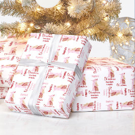 Papel De Presente 1rua de Natal Nome Coelhinho Bebê Menina Rosa Núme