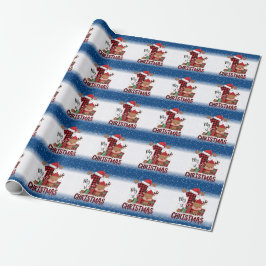 Papel De Presente 1rua de Natal Santa Hat White Snow Reindeer