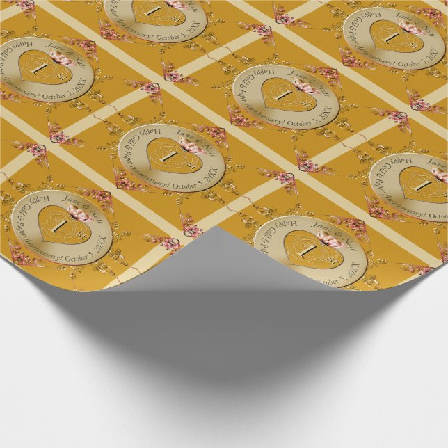 Papel De Presente 1rua ou 50º Ouro de Casamento Ochre (Ponta)