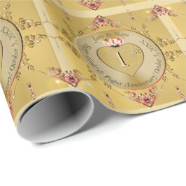 Papel De Presente 1rua ou 50º Ouro de Casamento Ochre