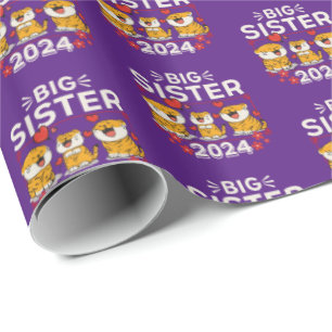 Papel De Presente 2024 Big Sister Tiger Love Hearts